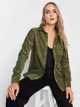 image of Long Tall Sally Khaki Cord Shirt, Green, Size 12, Women