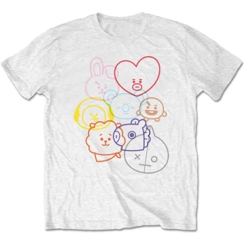 image of BT21 - Faces Unisex Large T-Shirt - White