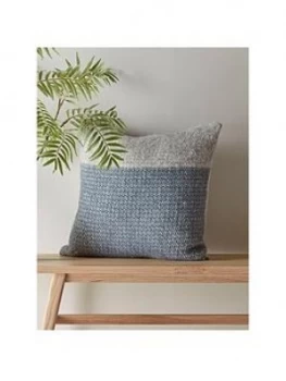Image of Cox & Cox Soft Wool Cushion - Blue/Grey