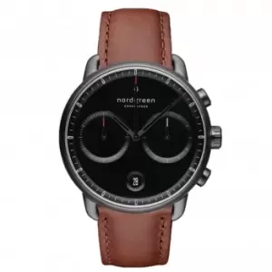 Image of Gents Pioneer Leather Gun Metal 42mm Watch PI42GMLEBRBL