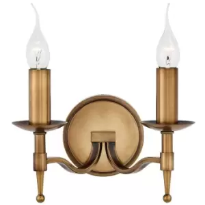 Image of Avery Luxury Twin Wall Light Antique Brass Traditional Candelabra Lamp Holder