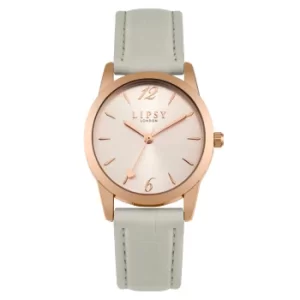 image of Lipsy Grey Strap Watch with Rose Gold Sunray Dial