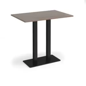 Image of Eros rectangular poseur table with flat Black rectangular base and twin uprights 1200mm x 800mm - barcelona walnut