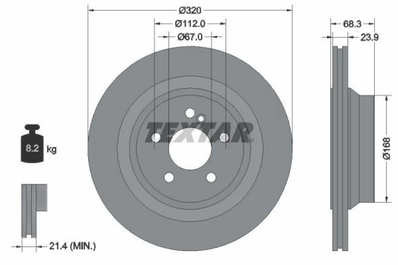 Image of Brake disc TEXTAR 92233705