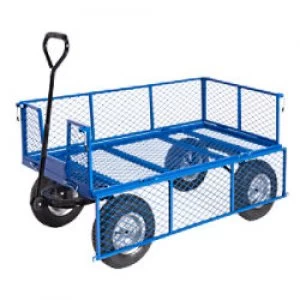Image of GPC Platform Truck with Reach Compliant Wheels and Mesh Side and Base Blue Capacity: 400L 4 Castors 600mm x 720mm x 1200mm