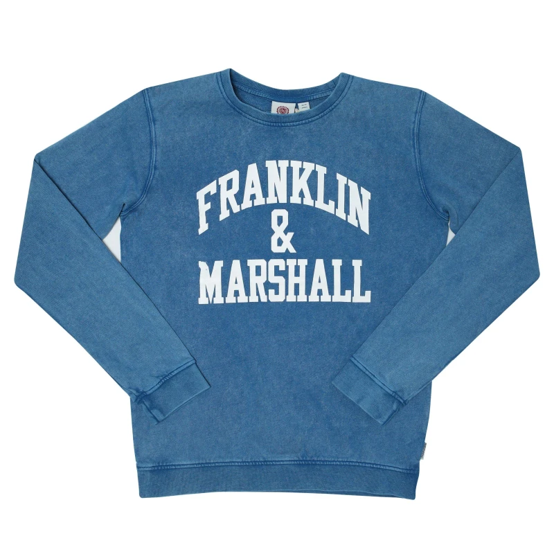 Image of Franklin and Marshall Vintage Arch Crew Sweat - Blue Blue 9 - 10 Years