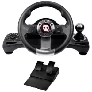 image of Konix Pro Steering Wheel Steering wheel PlayStation 4, Xbox One, Xbox Series S, Xbox Series X, Nintendo Switch Black incl. gear shift, incl. foot peda