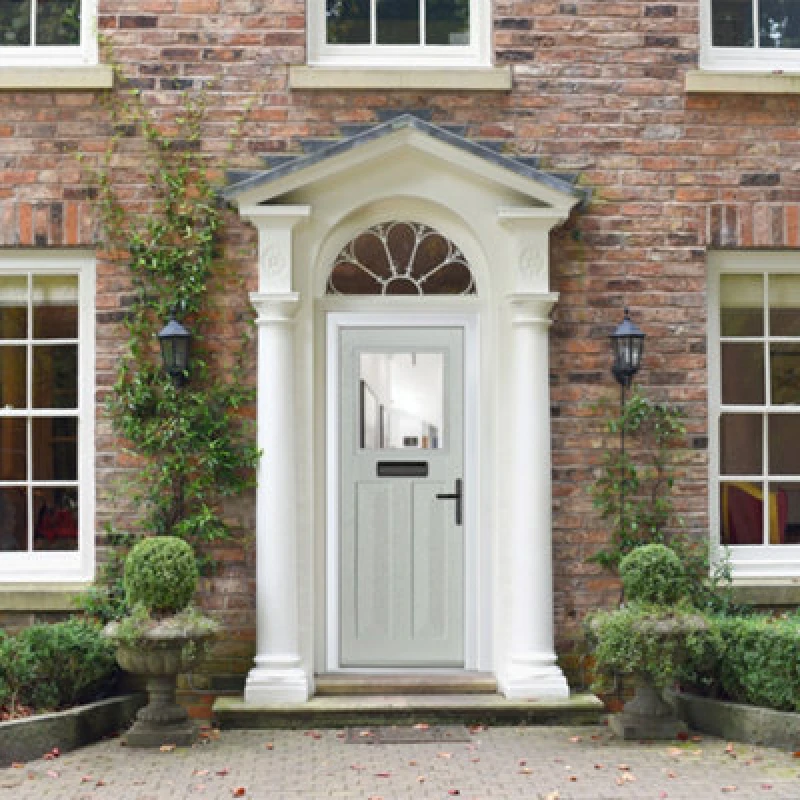 Image of Lacerta Composite Door Eaton Agate Grey 920mm X 2090mm Open In Left Hand Clear Glass 10 Year Guarantee - Free Delivery & Smart Lock