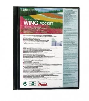 image of Pentel Recycology Wing Presentation A4 20 Pocket Black Display Book DC