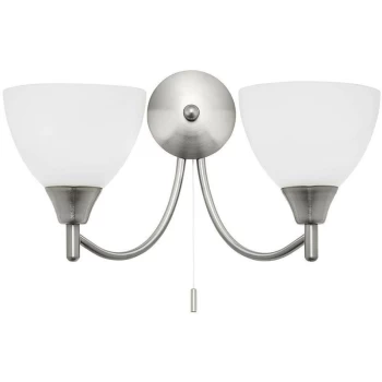 Image of Endon Alton - 2 Light Indoor Wall Light Satin Chrome with Matt Opal Glass, E14