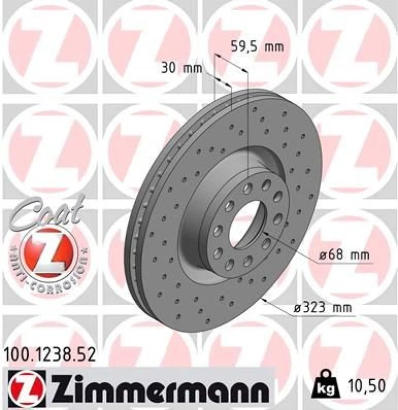 Image of ZIMMERMANN Brake disc ZIMMERMANN 100.1238.52