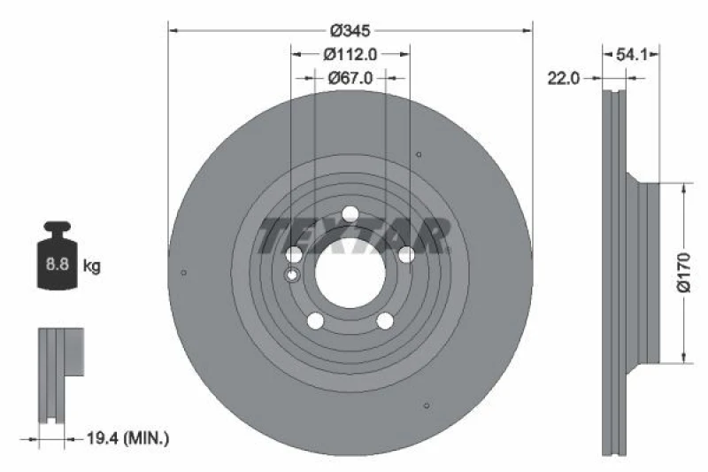 Image of Brake disc TEXTAR 92307005