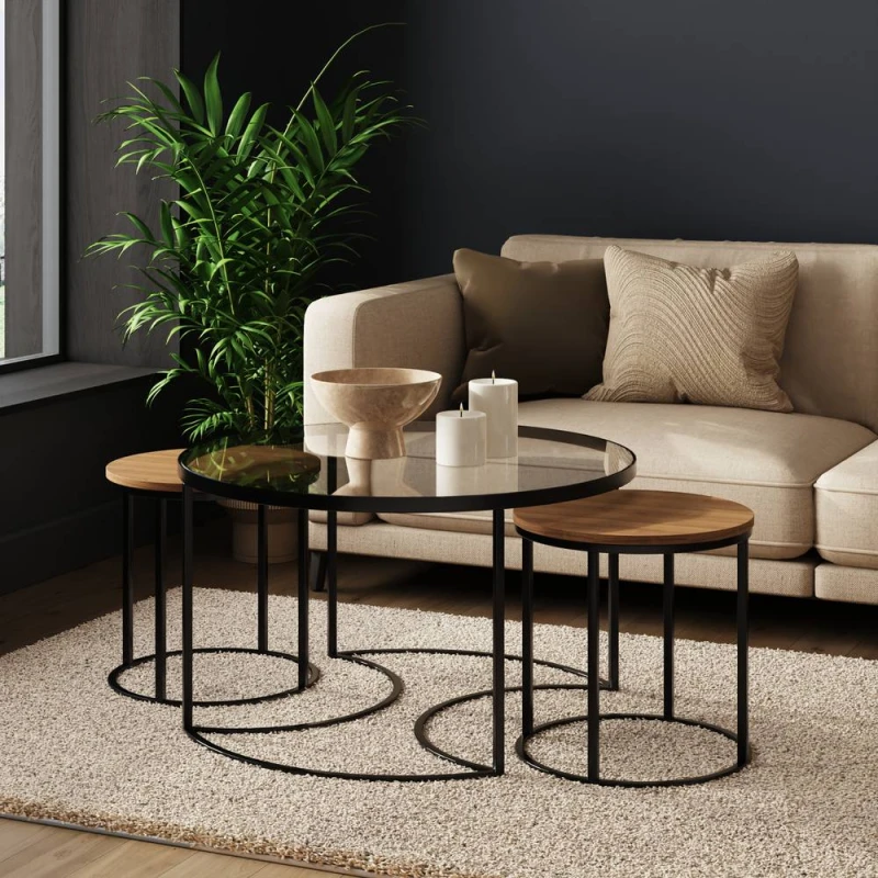 Image of Gfw Femi Set Of 3 Nesting Tables Oak WVUL1 Unisex