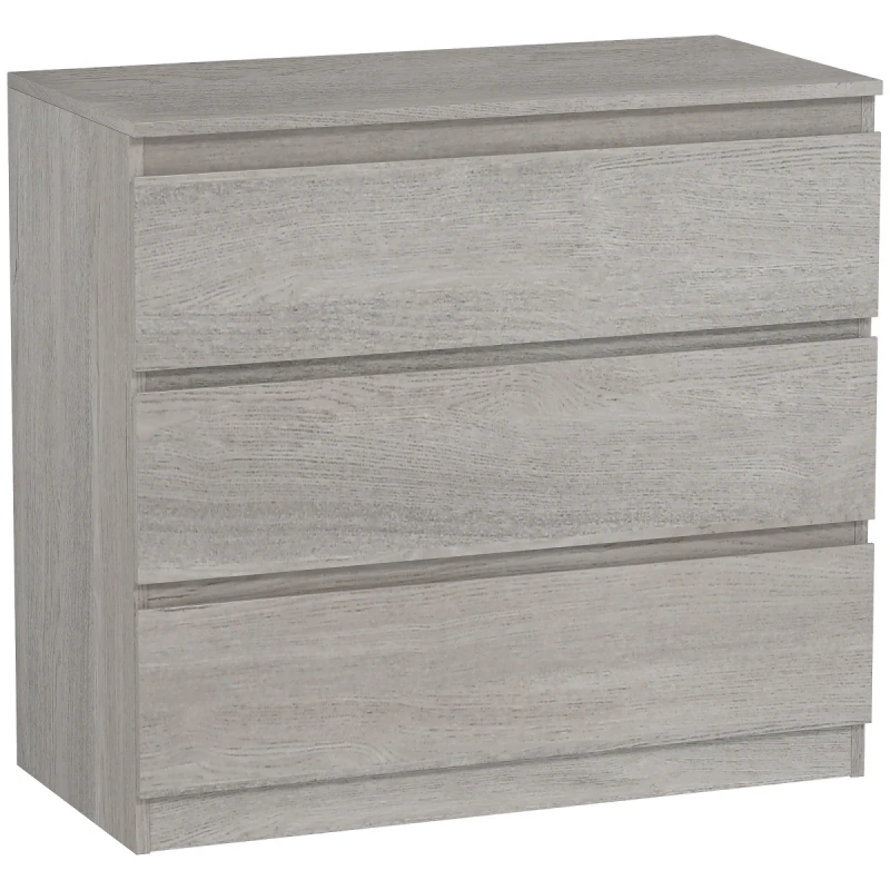 Image of HOMCOM HOMCOM Chest of Drawers, 3 Drawer Storage Cabinet Unit for Bedroom - Grey Wood Effect