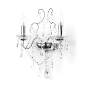 image of Spa Pro Annalee 2-Light Wall Light Crystal Glass and Chrome