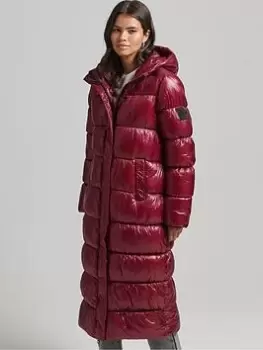 image of Superdry Code Xpd Longline Padded Jacket - Red, Size 12, Women