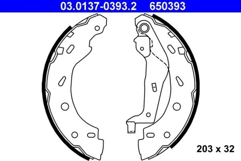 Image of ATE 03.0137-0393.2 Brake Shoes with lever Brake Shoe Set (70)