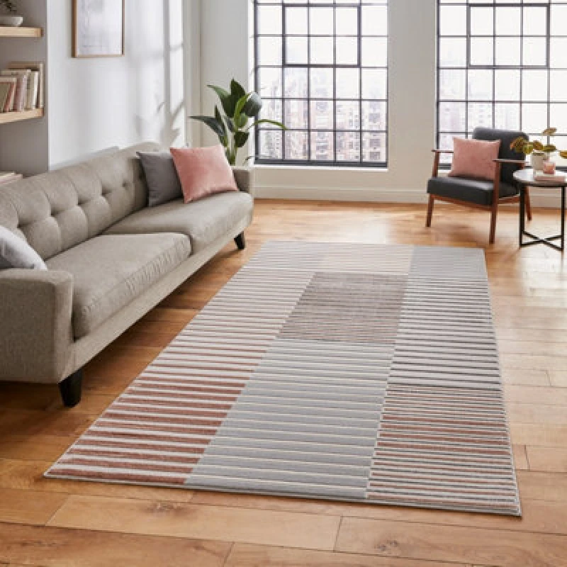 Image of Apollo Abstract Stripe Rug Rose