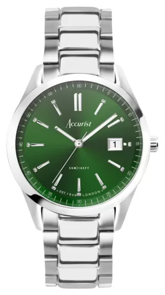 image of Accurist 74007 Everyday Mens Green Dial Stainless Steel Watch