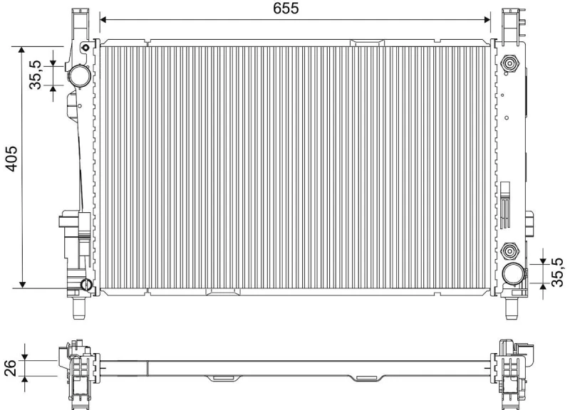 Image of VALEO 734378 Engine radiator Brazed cooling fins, Aluminium, without cap Aluminium Radiator,engine cooling (470)
