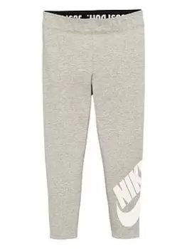 Image of Nike Sportswear Younger Girls Leg-A-See Leggings - Grey Heather, Grey Heather, Size 6-7 Years