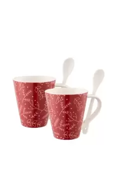 Image of Hot Chocolate 'Twig' Mugs & Spoons Set of 2