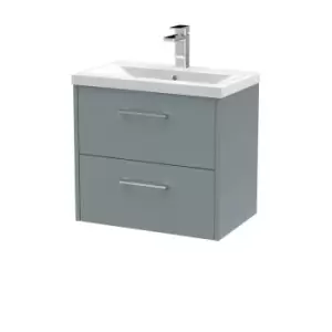 Hudson Reed Juno 600mm Wall Hung 2 Drawer Vanity & Mid-Edge Basin - Coastal Grey