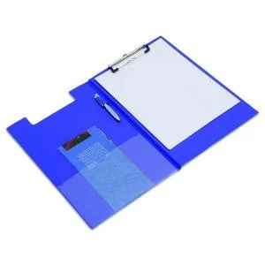 Image of Rapesco Foldover Clipboard with Interior Pocket Foolscap Blue VFDCB0L3