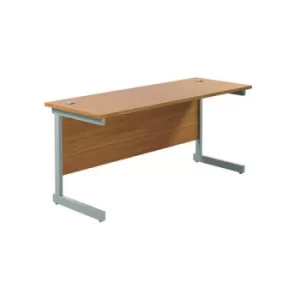 image of Jemini Single Rectangular Desk 1800x600x730mm Nova Oak/Silver KF800788