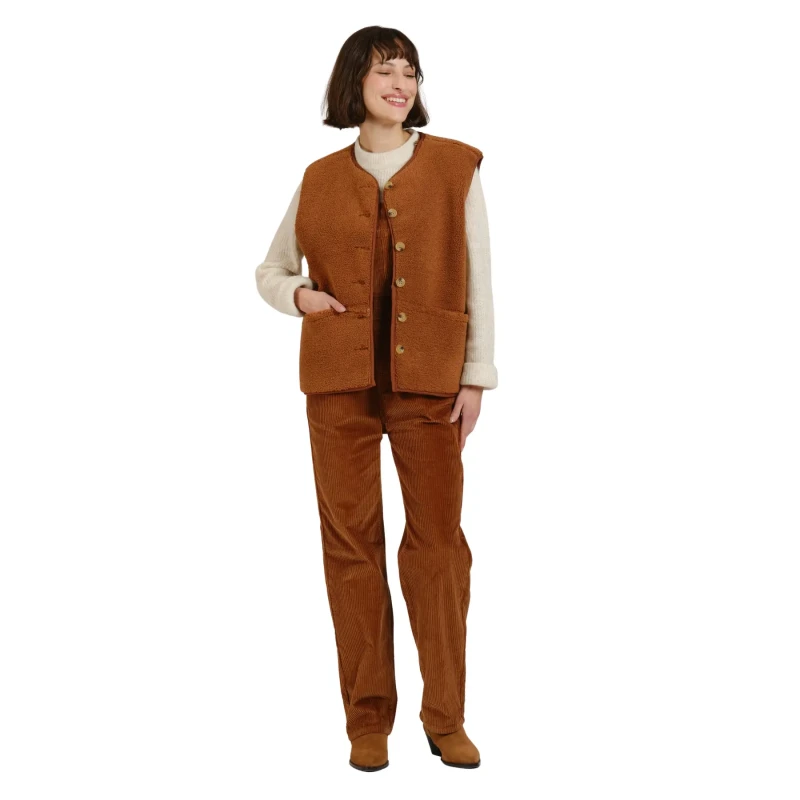 Image of F.A.M. Paris Sleeveless jacket For Her F.A.M. Paris Vita Marron Female XS LV 18 GL-CARAMEL