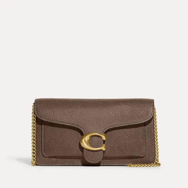 Image of Coach Tabby Chain Leather Clutch Bag Stone female CE772 B4CBD