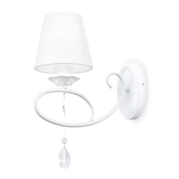 image of Passarinho Wall Candle Lamp Pearl White & Crystal, 1 Light, E14