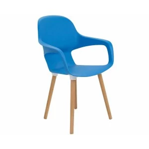 image of TC Office Ariel 2 Retro Chair with Wooden Round Legs, Blue