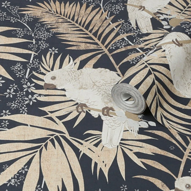Image of Boutique Multicolour Metallic Effect Tropical Textured Wallpaper