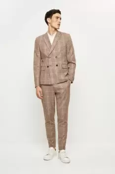 Image of Mens Skinny Fit Red Pow Check Double Breasted Suit Jacket