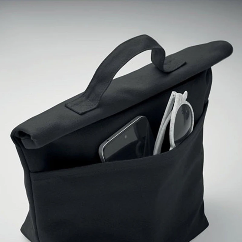 Image of Treat Republic Black Cotton Rolltop Cooler Bag Black unisex Standard