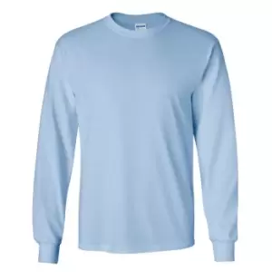Image of Gildan Mens Plain Crew Neck Ultra Cotton Long Sleeve T-Shirt (M) (Light Blue)