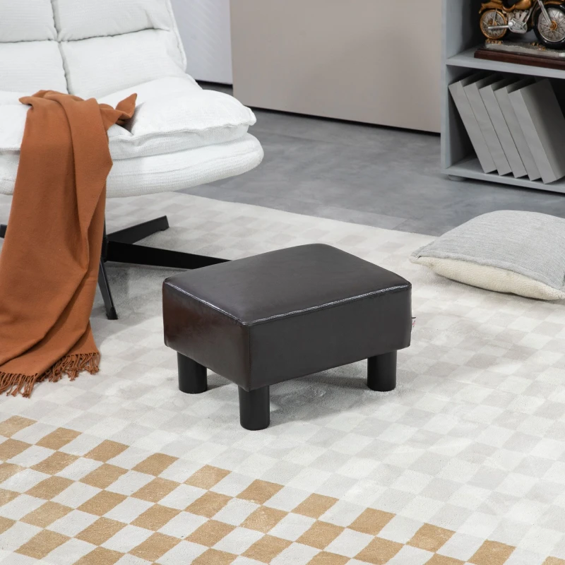 Image of HOMCOM Footstool Ottoman Footrest Pu Leather Upholstery W/ Plastic Legs Brown 833-666V75BN