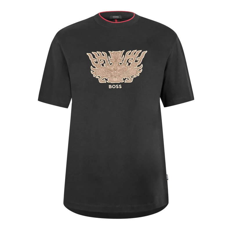 Image of Boss Mens Taut Lny Short Sleeve Polo Shirt Black male S