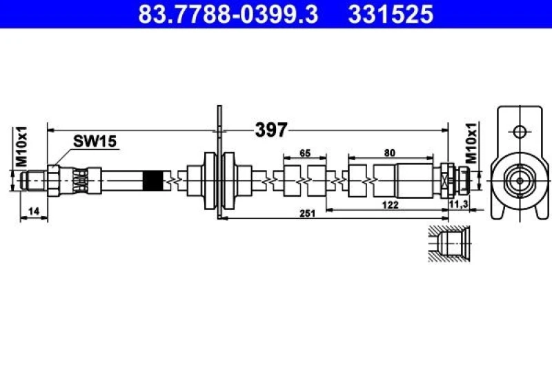 Image of Brake hose ATE 83.7788-0399.3