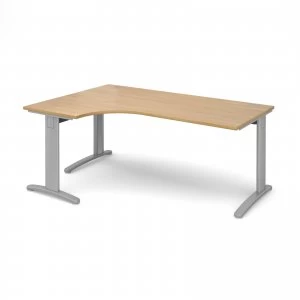 image of TR10 Deluxe Left Hand Ergonomic Desk 1800mm - Silver Frame Oak Top