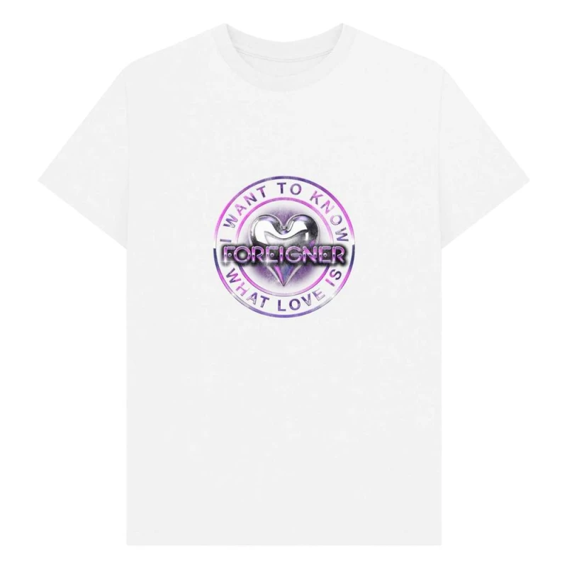 Image of Foreigner Mens I Want To Know What Love Is T-Shirt in White Size: Small White Male S