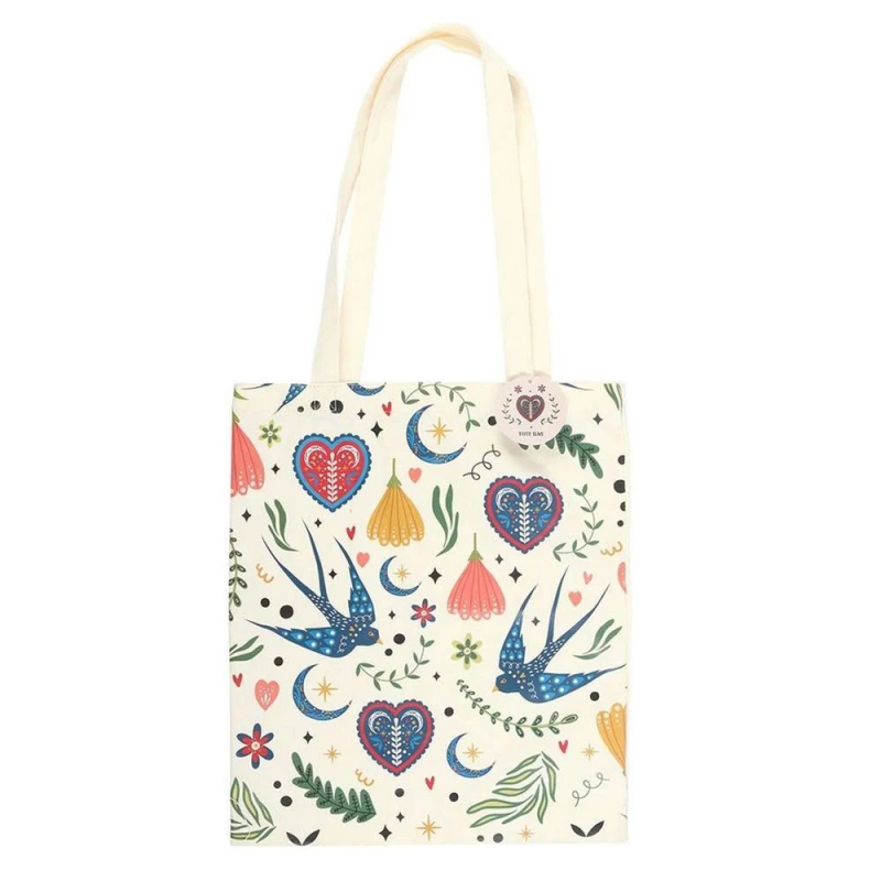 Image of Something Different Womens Folk Print Polycotton Tote Bag in White White Female One Size