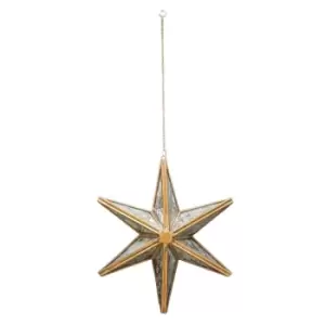 Image of Ivyline Hanging Antique Brass Mercury Glass Star H25Cm W25Cm D4.5Cm