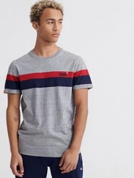 Image of Superdry Orange Label Classic Stripe T-Shirt, Grey Size M Men