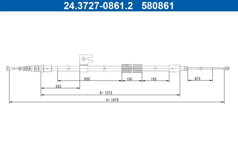 Image of ATE 24.3727-0861.2 Brake Cable 1876mm Cable,parking brake (124)