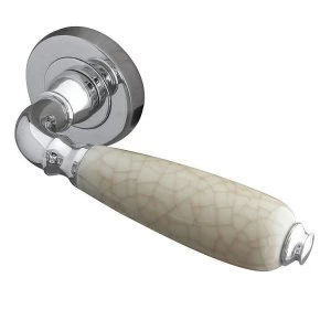 Image of Jedo Oxford Cream Crackle Door Handles on Round Rose