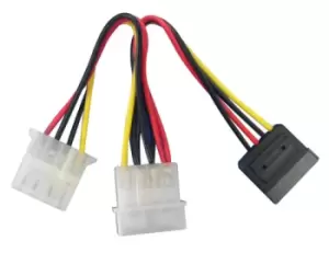 Image of Lindy SATA/5.25" Power Adapter Splitter Cable, 0.15m Multicolour
