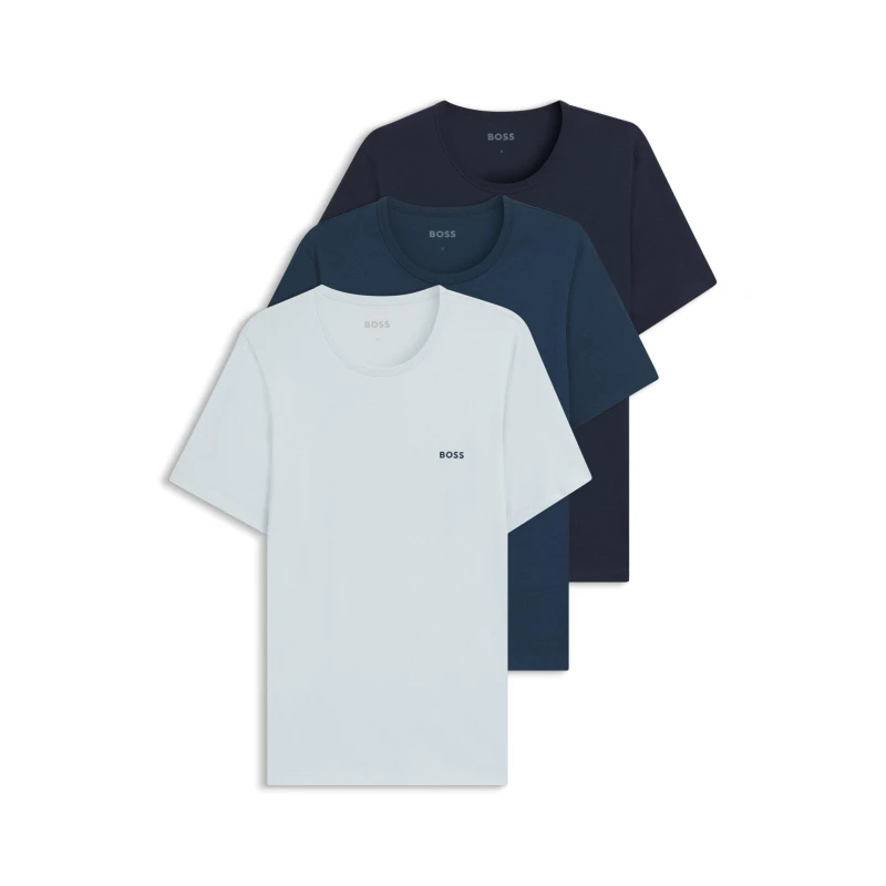 Image of Boss Mens RegCrew Premium Cotton T-Shirt Blue/Blue/Blu male S