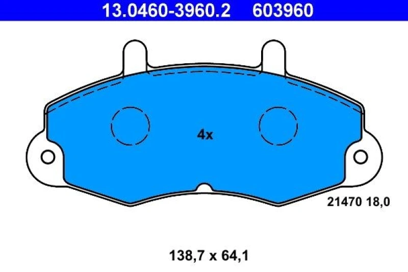 Image of ATE 13.0460-3960.2 Brake pad set excl. wear warning contact Brake Pad Set,disc brake (402)